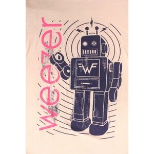 Weezer Band Pink Graphic T-Shirt Retro Robot Navy Pink Mens XXL 2XL